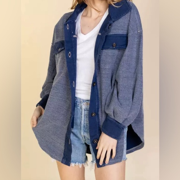 Free People Jackets & Blazers - Free People NWT Ruby Jacket NAVY/Ocean Blue SMALL